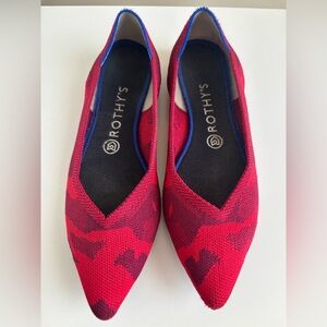 Rothy's Women's The Point Red Cammo Flats Size 9 EUC